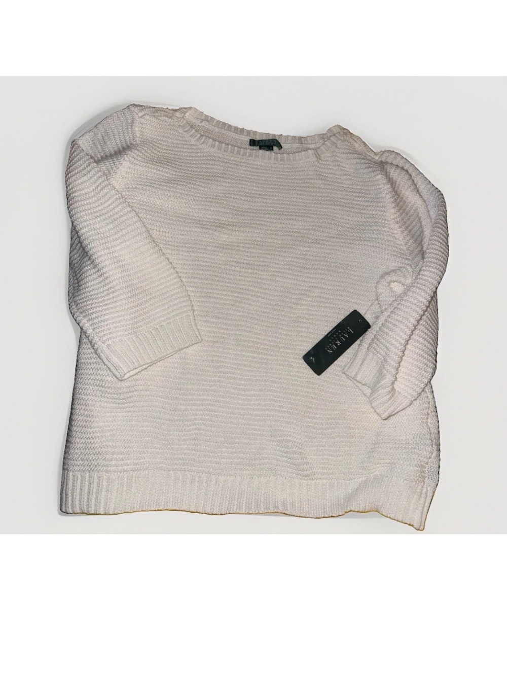 Ralph Lauren Cream Scoop Neck Lightweight Knit Sweater